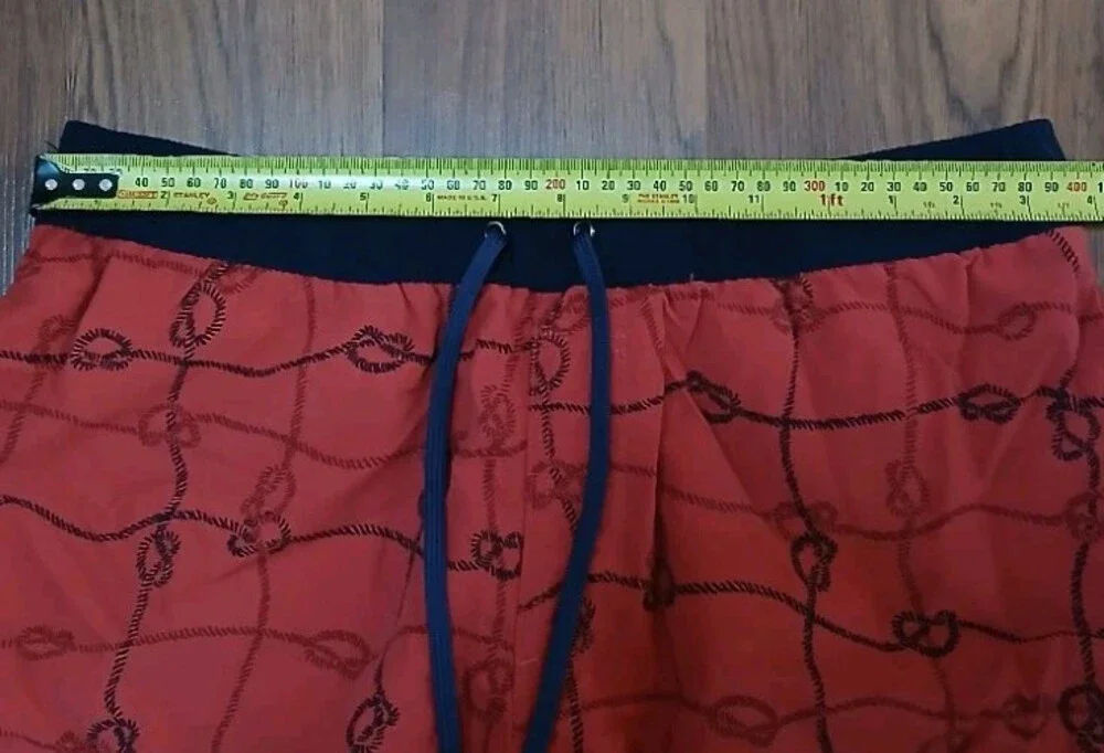 Red LL Bean Cargo Swim Trunks Lined Mens M Navy Blue Adjustable Waist